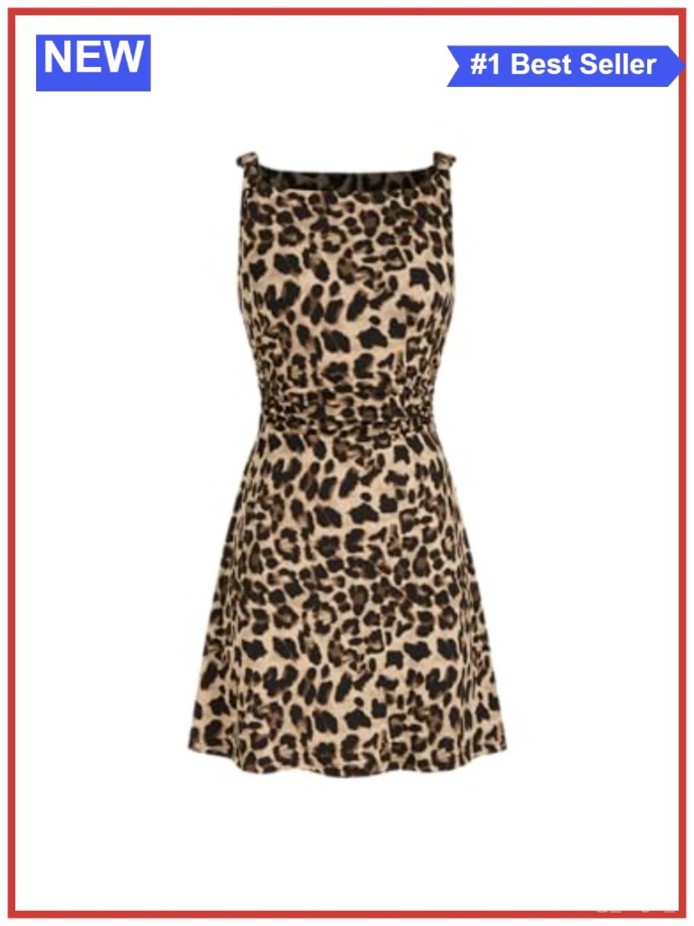 Leopard Print Sleeveless Mini Dress Square Neck A-Line Casual Party